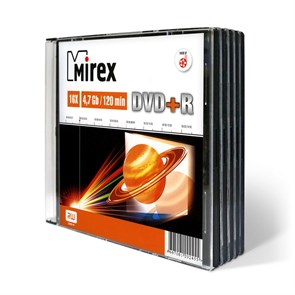 Носители информации DVD+R, 16x, Mirex, Slim/5, UL130013A1F 838866