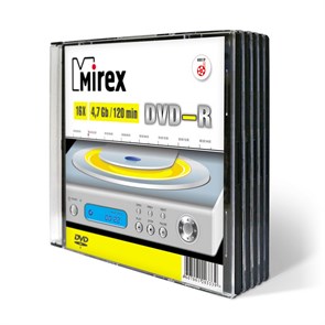 Носители информации DVD-R, 16x, Mirex, Slim/5, UL130003A1F 838864