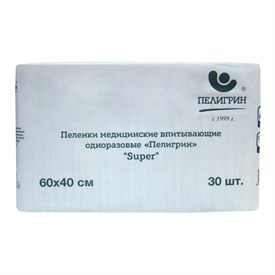 Пеленки впитывающие Пелигрин 60х40см, Super, 30шт/уп (М60х40/30S) 1505744