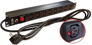 Блок распределения питания Lanmaster TWT-PDU-10A8C3L-3.0 гор.размещ. 8xC13 базовые 10A Schuko 3м XM1007725