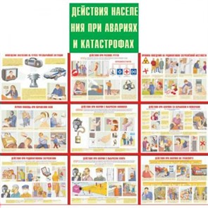 Действия населения при авариях и катастрофах №1/А3. Набор плакатов. 10 шт. ВоенЗнания