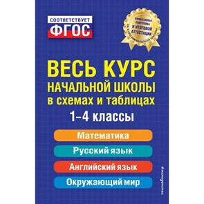 Весь курс начальной школы в схемах и таблицах. 1 - 4 классы. Математика. Русский язык. Английский язык. Окружающий мир. Справочник. 1-4 кл Безкоровайная Е.В. Эксмо XKN1119092