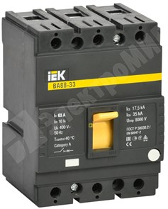 Автоматический выключатель 3-пол. 63А 35кА серия ВА88-33 (SVA20-3-0063-R) IEK (ИЭК) IEK (ИЭК)