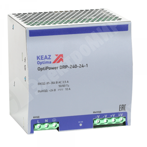 Блок питания 240Вт вход 230В AC/220В DC, выход 24В/10А OptiPower DRP-240-24-1 284549 КЭАЗ (Курский электроаппаратный завод) КЭАЗ (Курский электроаппаратный завод)