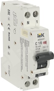 Автоматический выключатель дифф. тока B06S 1P+NP C16 30мА тип A (18мм) IEK AR-B06S-1N-C16A030 IEK (ИЭК) IEK (ИЭК)