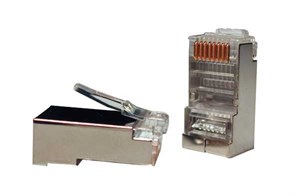 Разъем RJ-45(8P8C) под витую пару, категория 5e (50 µ"/ 50 микродюймов), экранированный, универсальн PLUG-8P8C-U-C5-SH-100 Hyperline Hyperline