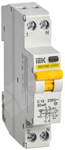 Автоматический выключатель дифф. тока 2-пол. 16А 30мА тип AC 6кА хар-ка C серия Автоматический выключатель дифф. тока32МL С16 30мА KARAT IEK MVD12-1-016-C-030 IEK (ИЭК) IEK (ИЭК)