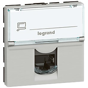 Розетка компьютерная RJ45 кат.6 FTP 2 модуля алюминий Mosaic 079465 Legrand Legrand XRS079465