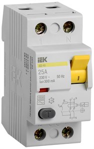 Выкл. дифф. тока 2-пол. 25А 300мA тип АC серия ВД1-63 MDV10-2-025-300 IEK (ИЭК) IEK (ИЭК) XRSMDV10-2-025-300