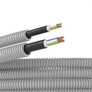 Электротруба ПВХ гибкая гофр. д.16мм, цвет серый, с кабелем ВВГнг(А)-LS 3х2,5мм² РЭК "ГОСТ+", 50м 9S91650 DKC (ДКС)