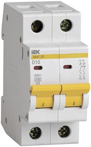 Автоматический выключатель 2-пол. 10А тип D 4,5кА серия ВА 47-29 MVA20-2-010-D IEK (ИЭК) IEK (ИЭК)