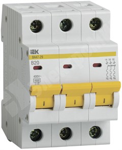 Автоматический выключатель 3-пол. 20А тип В 4,5кА серия ВА47-29 MVA20-3-020-B IEK (ИЭК) IEK (ИЭК)