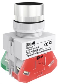 Выключатель кнопочный черный 220В d22мм 1НО+1НЗ IP54 ABLF ВK-22 25012DEK DEKraft DEKraft