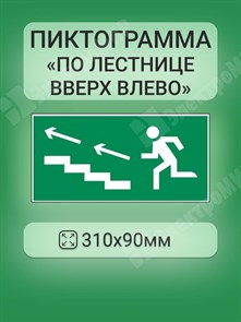 пиктограмма "ПО ЛЕСТНИЦЕ ВВЕРХ ВЛЕВО" 310х90мм для аварийно-эвакуационного светильника Basic IP65 V5-EM02-60.002.040 VARTON VARTON