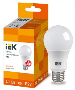 Лампа светодиодная A60 шар 11Вт 230В 3000К E27 IEK LLE-A60-11-230-30-E27 IEK (ИЭК) IEK (ИЭК)