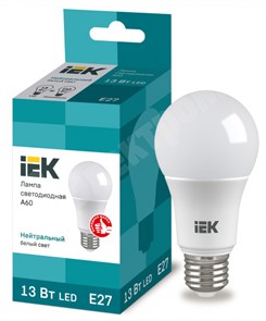 Лампа светодиодная A60 шар 13Вт 230В 4000К E27 IEK LLE-A60-13-230-40-E27 IEK (ИЭК) IEK (ИЭК)