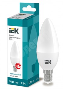 Лампа светодиодная C35 свеча 5Вт 230В 4000К E14 IEK LLE-C35-5-230-40-E14 IEK (ИЭК) IEK (ИЭК) XRSLLE-C35-5-230-40-E14