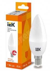 Лампа светодиодная C35 свеча 7Вт 230В 3000К E14 IEK LLE-C35-7-230-30-E14 IEK (ИЭК) IEK (ИЭК) XRSLLE-C35-7-230-30-E14