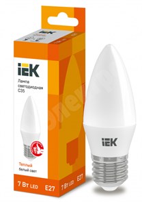 Лампа светодиодная C35 свеча 7Вт 230В 3000К E27 IEK LLE-C35-7-230-30-E27 IEK (ИЭК) IEK (ИЭК) XRSLLE-C35-7-230-30-E27