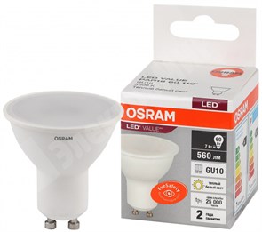 Лампа светодиодная LVPAR1660 7SW/830 7 Вт 230V GU10 3000К тёплый Osram