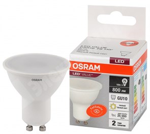 Лампа светодиодная LVPAR1675 10SW/830 10Вт 230V GU10 3000К тёплый Osram