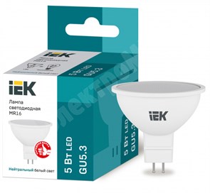 Лампа светодиодная MR16 софит 5Вт 230В 4000К GU5.3 IEK LLE-MR16-5-230-40-GU5 IEK (ИЭК) IEK (ИЭК)