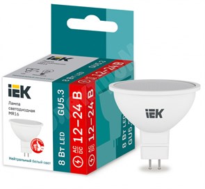 Лампа светодиодная MR16 софит 8Вт 12-24В 4000К GU5,3 IEK LLE-MR16-08-12-24-40-GU5 IEK (ИЭК) IEK (ИЭК)