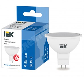 Лампа светодиодная MR16 софит 9Вт 230В 6500К GU5.3 IEK LLE-MR16-9-230-65-GU5 IEK (ИЭК) IEK (ИЭК)