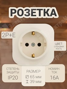 Розетка 2P+E 16А слоновая кость Quteo 782241 Legrand Legrand