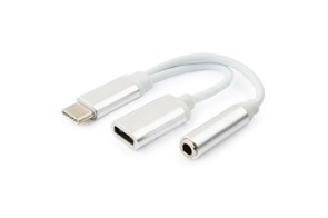 Переходник USB Cablexpert CCA-UC3.5F-02-W, USB Type-C/Jack3.5 F+ Type-C F, пакет CCA-UC3.5F-02-W Gembird Gembird XRSCCA-UC3.5F-02-W