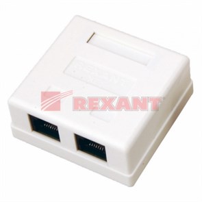 Розетка компьютерная внешняя 2-порта, UTP RJ-45 (8P8C), CAT 5e 03-0151 REXANT REXANT