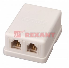 Розетка телефонная внешняя, 2 порта UTP, RJ-14 (6P4C), CAT 3 03-0002 REXANT REXANT