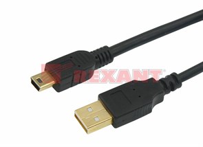 Шнур USB A(штекер) - Mini 5pin USB B(штекер) 5 мм Rexant, с ферритами, черный,  1.8 м 18-1134-1 REXANT REXANT