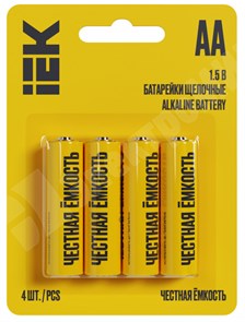 Батарейка алкалиновая AA (R6;LR6;FR6) 1,5V (4 шт.) IEK (ИЭК)