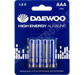 Батарейка алкалиновая AAA (R03;LR03;FR03) 1,5V (4 шт.) .5030381 Daewoo Daewoo