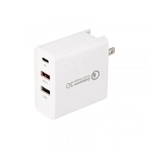 Сетевое зарядное устройство 2xUSB+USB Type-С, переходник + адаптер, 48W, белое REXANT