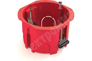Коробка монтажная установочная 68х45мм для полых стен с пластмассовыми лапками, красная PLEXUP PLEXUP