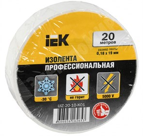 Изолента ПВХ белая 19 мм х 20 м UIZ-20-10-K01 IEK (ИЭК) IEK (ИЭК) XRSUIZ-20-10-K01