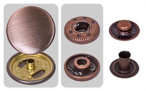 Кнопка "Micron" PMB-04 "альфа" металл d 17 мм 100 шт. №12 шлифованная бронза