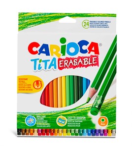 "Carioca" "Tita Erasable" Карандаши цветные пластиковые заточенный 24 цв. 42938 с ластиком