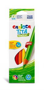 "Carioca" "Tita Maxi" Карандаши цветные утолщенные пластиковые трехгранные заточенный 6 цв. 42790