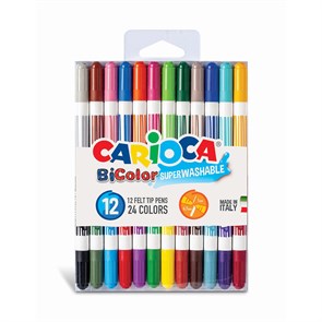 "Carioca" Фломастеры двусторонние BiColor 24 цв 12 шт ассорти 42265