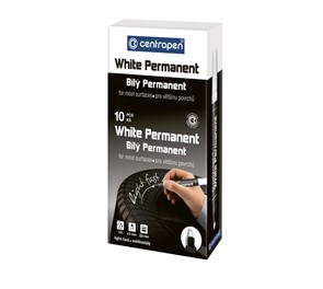 "Centropen" Маркер WHITE PERMANENT 8586/1 2.5 мм 10 шт. 8586/1 белый