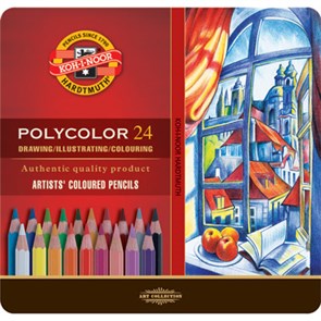 "KOH-I-NOOR Hardtmuth" Набор цветных карандашей худож. заточенный 24 цв. 3824024002PL в жестяной упаковке