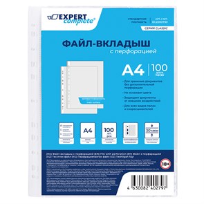 "Expert Complete" Classic Файл-вкладыш A4 100 шт. 30 мкм матовый прозрачный EC2200730 XG100097041564