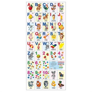 Плакат на картоне Азбука и счет английская разрезная,94х40см.,9785912823183