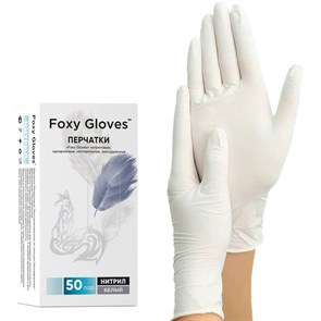 Перчатки нитрил., н/с, н/о,3,5гр./шт,бел.FOXY-GLOVES M 50 п/уп ШК5638/08676