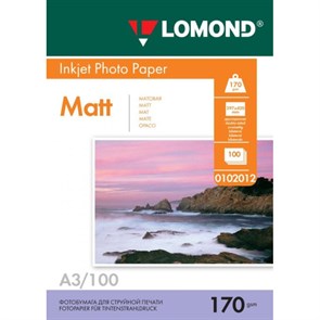 Фотобумага LOMOND двусторонняя матовая 170г A3 100л 0102012 1209966