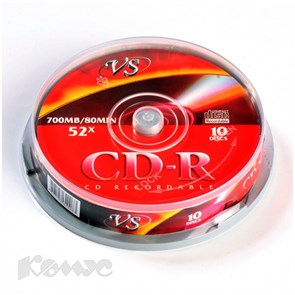 Носители информации CD-R, 52x, VS, Cake/10, VSCDRCB1001 166388