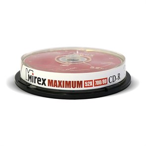 Носители информации CD-R, 52x, Mirex Maximum, Cake/10, UL120052A8L 838857